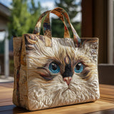 Gepolsterte Tasche mit weißer Katze und blauen Augen – Geräumig und Leicht