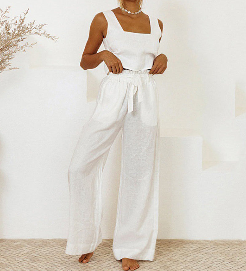 Helene | Set aus minimalistischem Top und ausgestellter Hose