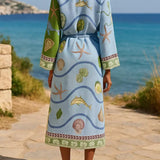 Renate | Midi-Hemdkleid mit Print mit Gürtel