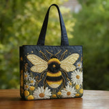 Handgefertigte Tasche mit Bienen, Gänseblümchen und Sternen – Elegant und Praktisch