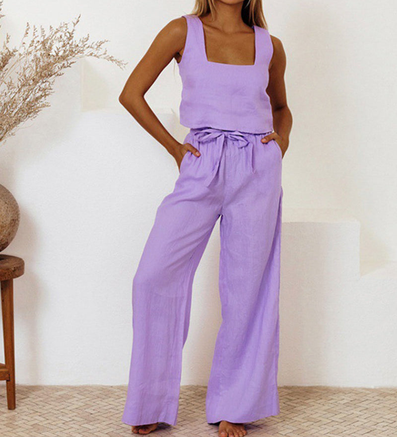 Helene | Set aus minimalistischem Top und ausgestellter Hose