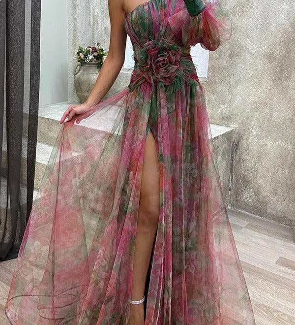 Franziska | Maxikleid plissiert mit Blumenmuster Sommerflucht