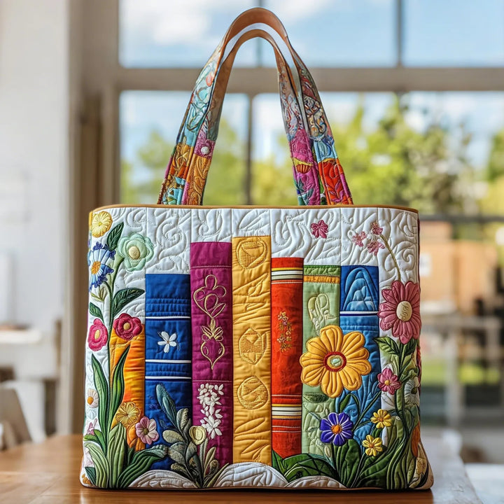Handgefertigte Tasche mit blühender Bibliothek – Zwei Größen