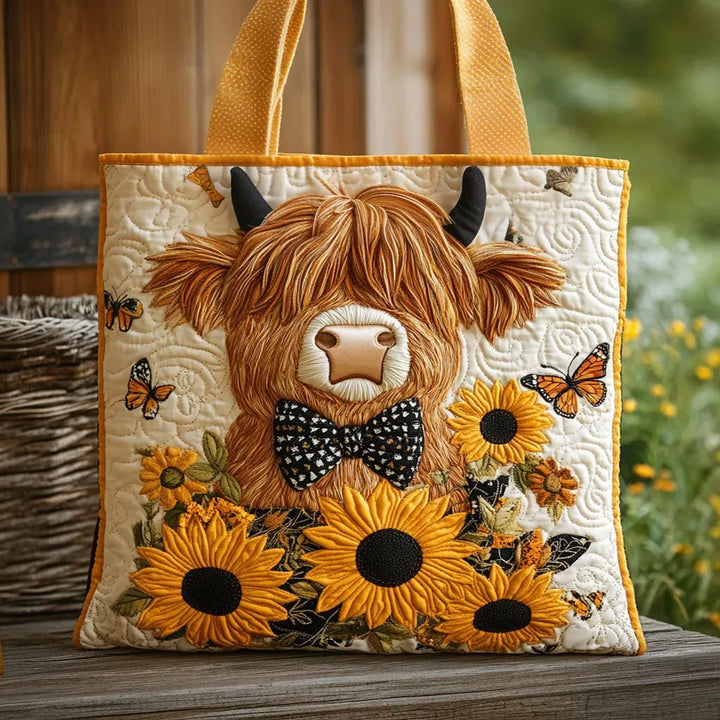 Handgemachte Tasche Kuh und Sonnenblumen – Geschenkidee