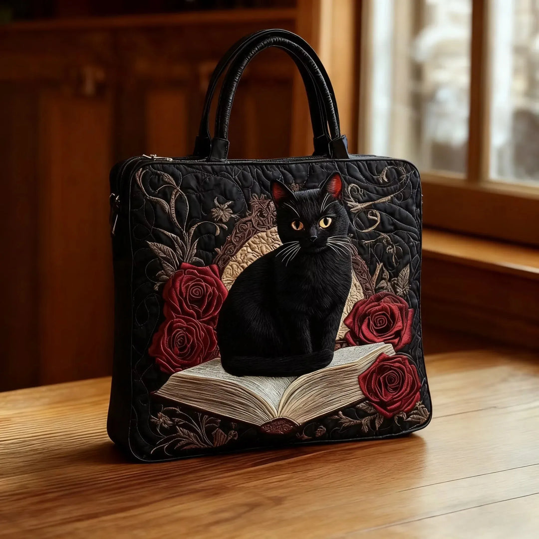 Damentasche mit schwarzer Katze und Büchern – Zwei Größen