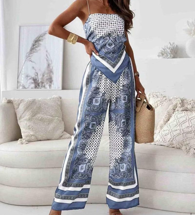 Lilly | Zweiteiliges Set elegant mit top mit Schnürung und Hose urlaubsbereit