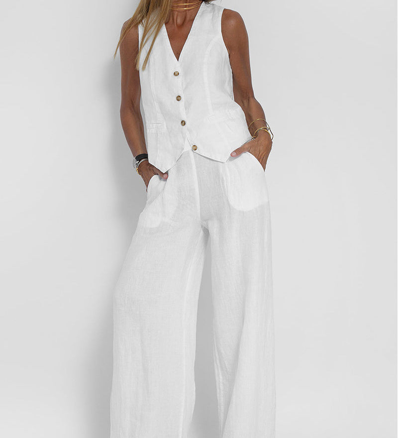 Rose | Set aus geknöpfter Weste und weiter Hose