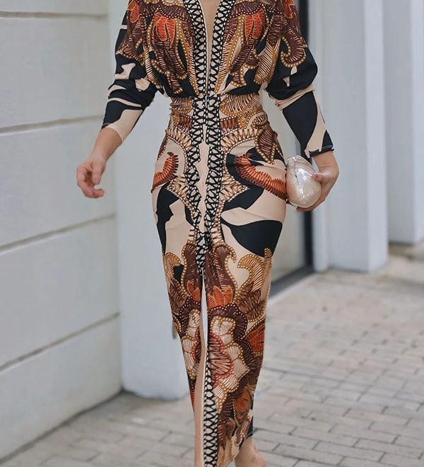 Monika | Midikleid mit Dolman mit Print einzigartig Sommersonne