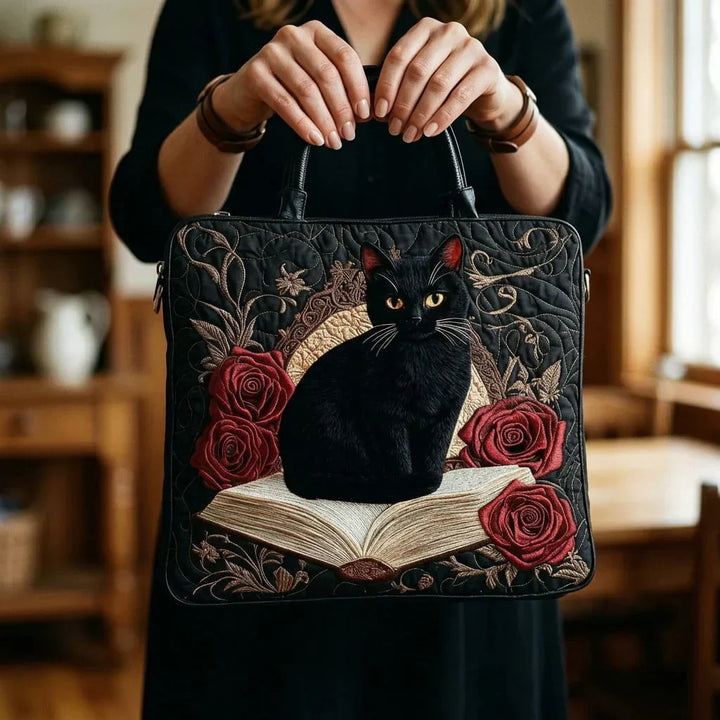 Damentasche mit schwarzer Katze und Büchern – Zwei Größen