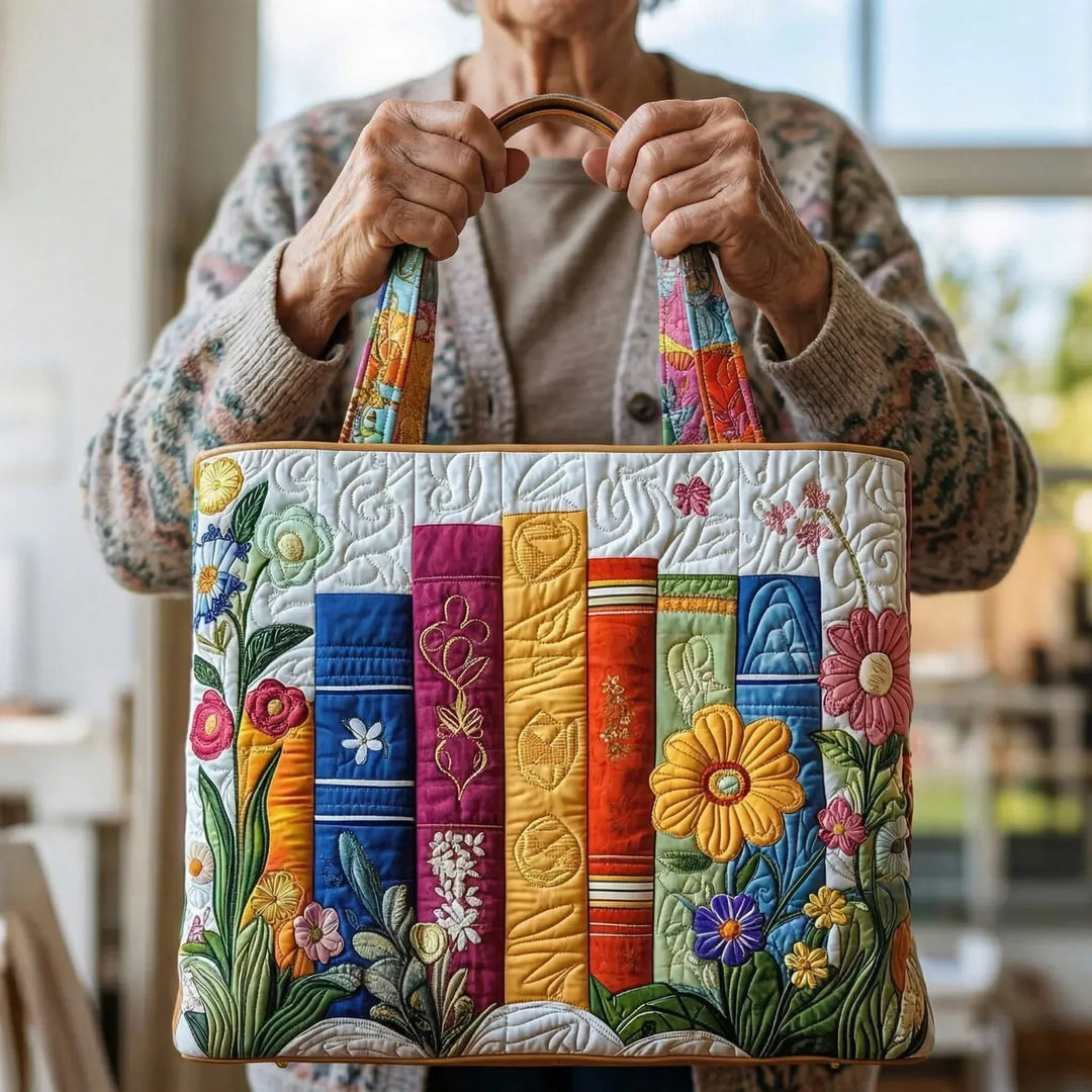 Handgefertigte Tasche mit blühender Bibliothek – Zwei Größen