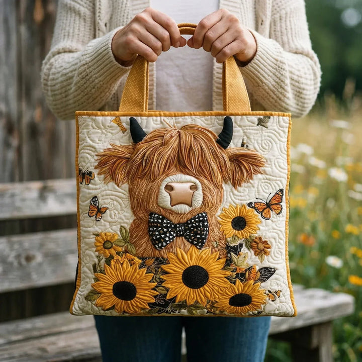 Handgemachte Tasche Kuh und Sonnenblumen – Geschenkidee