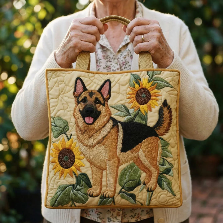 Handgefertigte Tasche mit floralem Deutscher Schäferhund – Geschenkidee