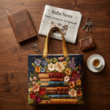 Quilted Tasche mit Blumenmuster und Büchern – Für Buchliebhaber
