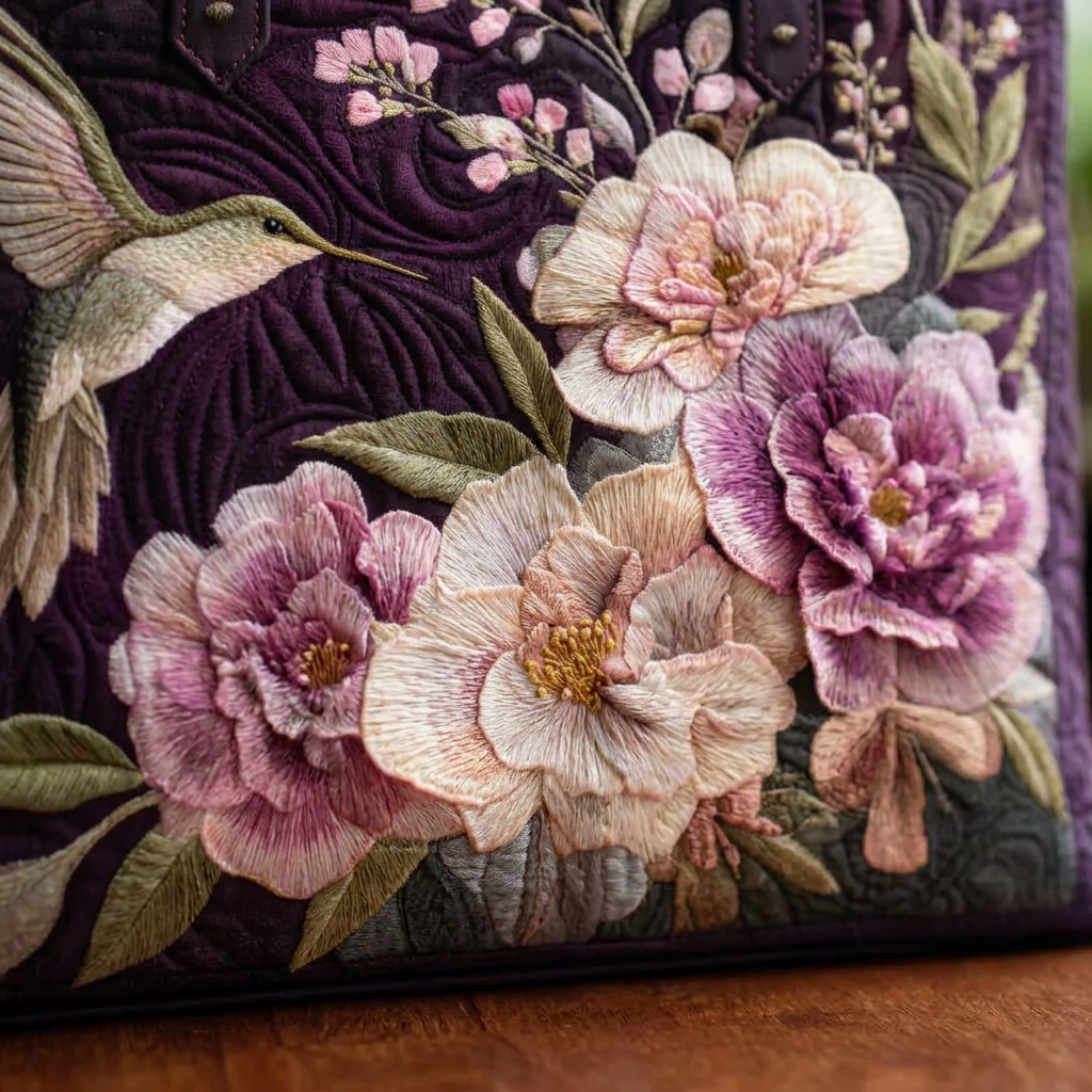 Handgefertigte Tasche Kolibri und Orchideen – Elegant und Praktisch