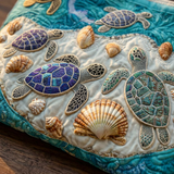Kunstvoll gestepptes Taschenmuster Schildkröten – Zwei Größen