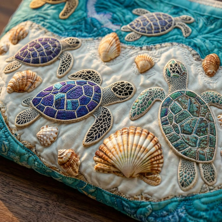 Kunstvoll gestepptes Taschenmuster Schildkröten – Zwei Größen