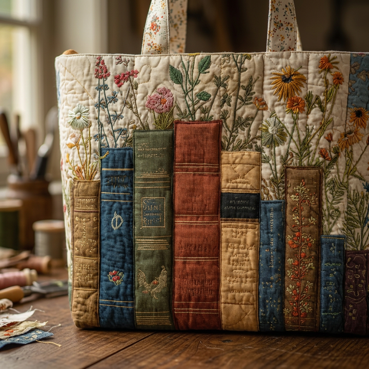 Gepolsterte Tasche Bücher und Blumen – Für Bücherliebhaber