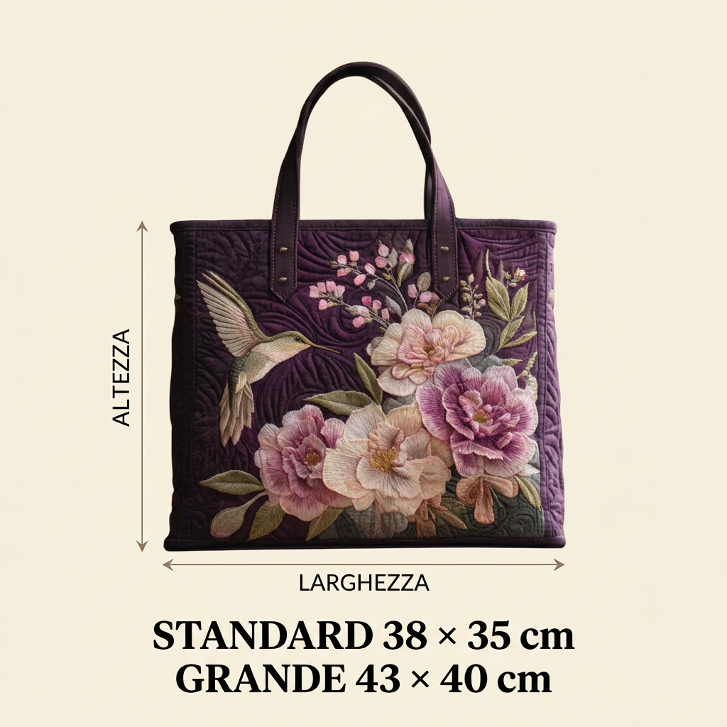 Handgefertigte Tasche Kolibri und Orchideen – Elegant und Praktisch