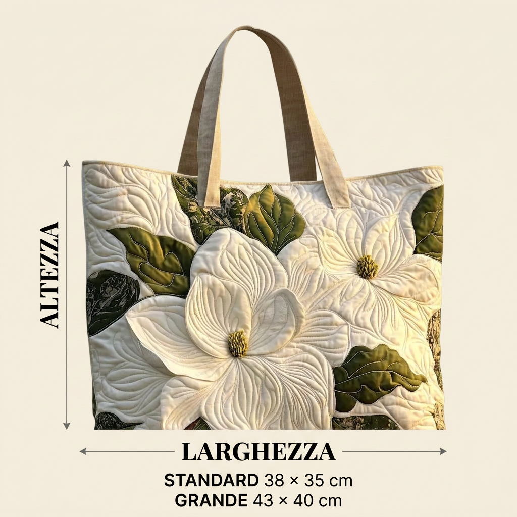 Elegante Handtasche mit weißen Lilien – Geräumig und leicht