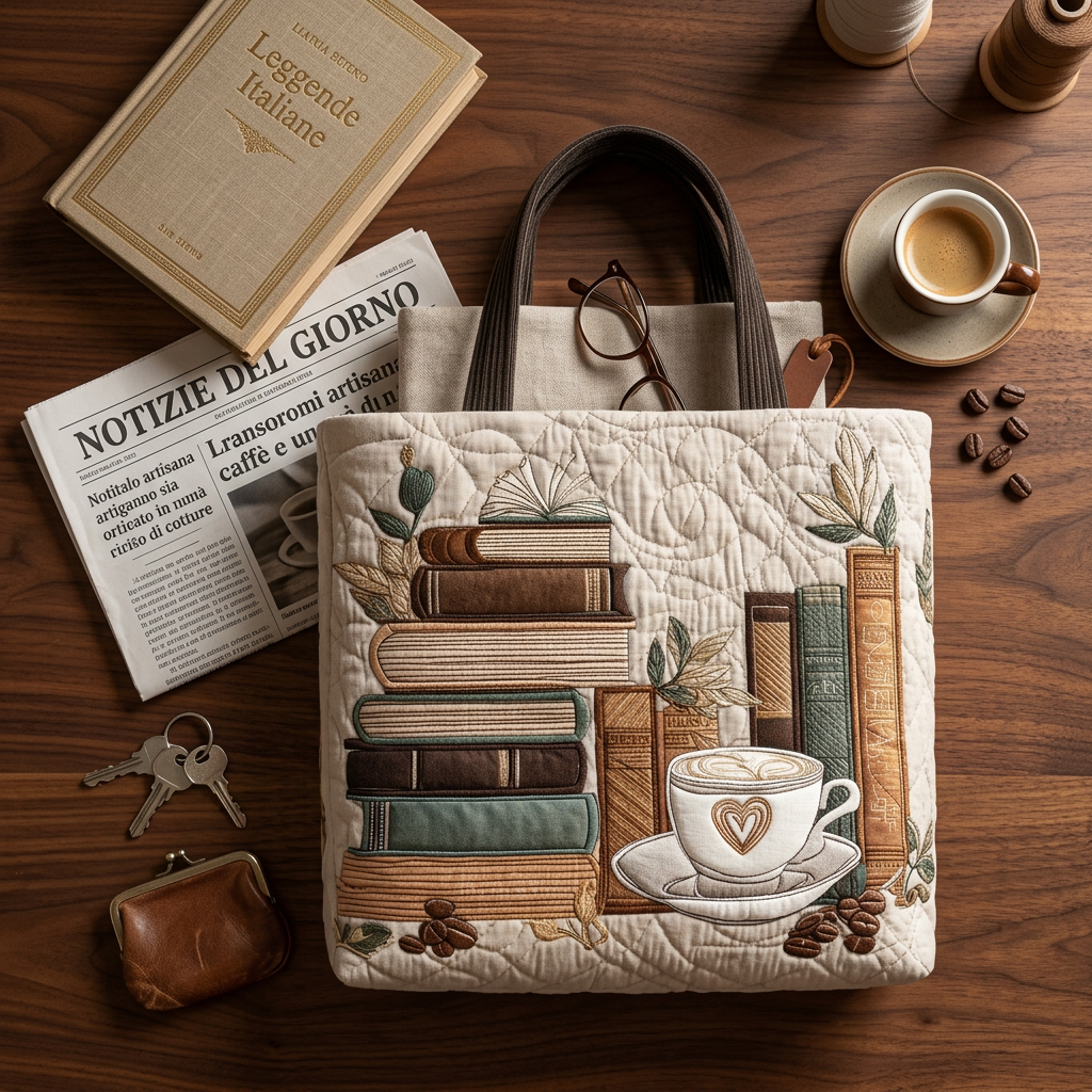 Handgefertigte Tasche mit Kaffeemuster – Zwei Größen