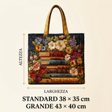 Quilted Tasche mit Blumenmuster und Büchern – Für Buchliebhaber