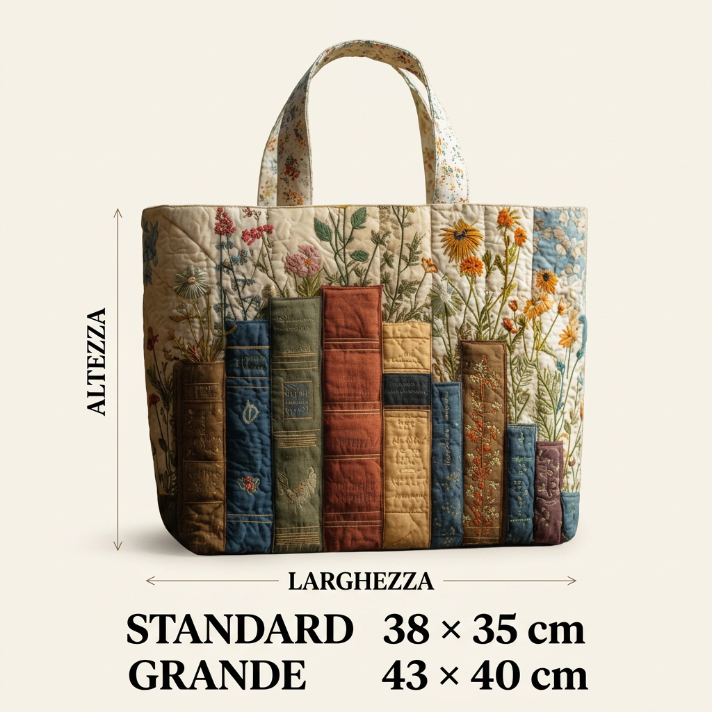 Gepolsterte Tasche Bücher und Blumen – Für Bücherliebhaber