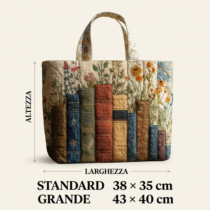 Gepolsterte Tasche Bücher und Blumen – Für Bücherliebhaber