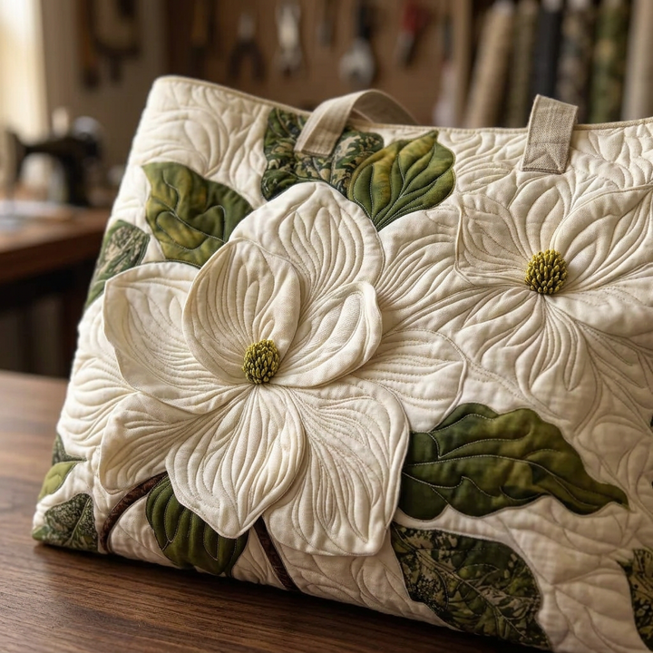 Elegante Handtasche mit weißen Lilien – Geräumig und leicht