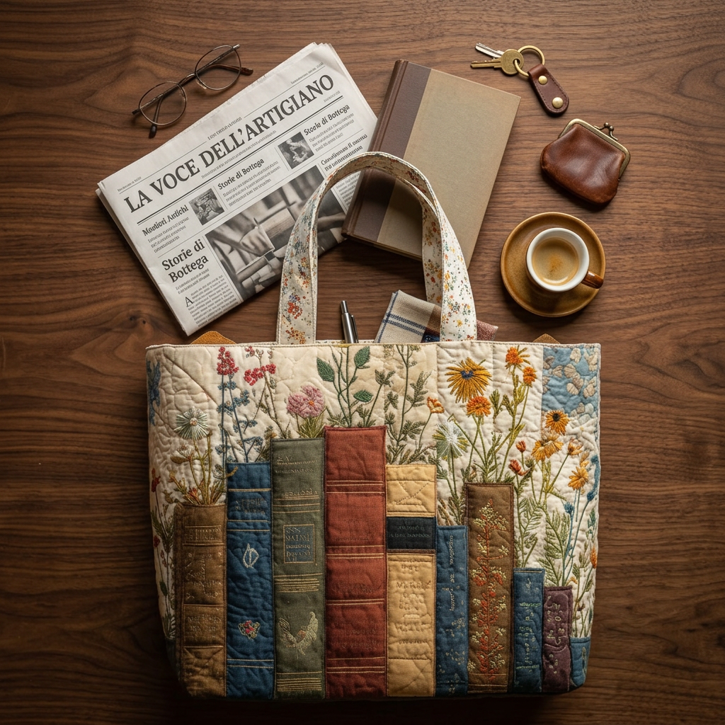 Gepolsterte Tasche Bücher und Blumen – Für Bücherliebhaber