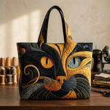 Gepolsterte Tasche mit geheimnisvollem Katzenmotiv – Geräumig und Leicht