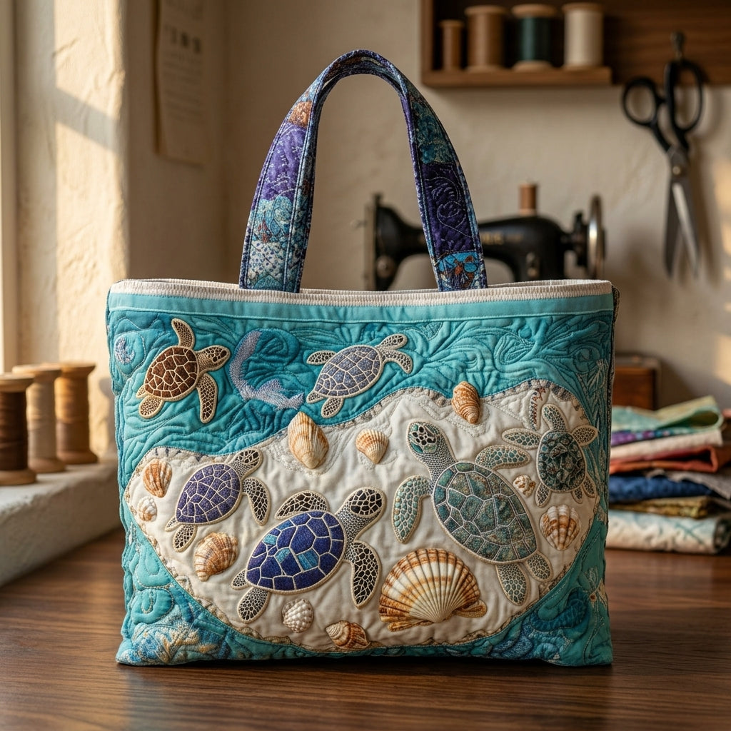 Kunstvoll gestepptes Taschenmuster Schildkröten – Zwei Größen