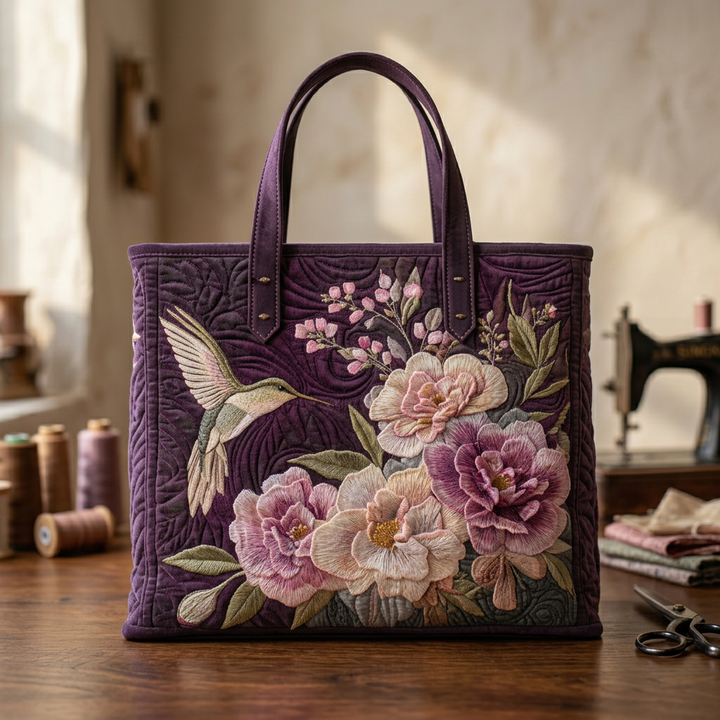 Handgefertigte Tasche Kolibri und Orchideen – Elegant und Praktisch