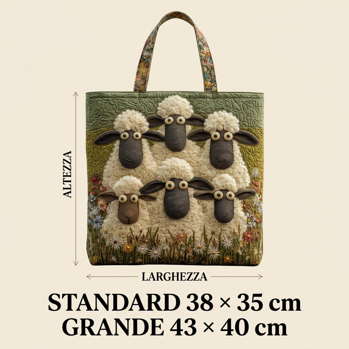 Kunstvolle gesteppt Tasche fünf Schafe – Zwei Größen