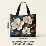 Blumenmuster Stepptasche zarte Magnolie – Zwei Größen