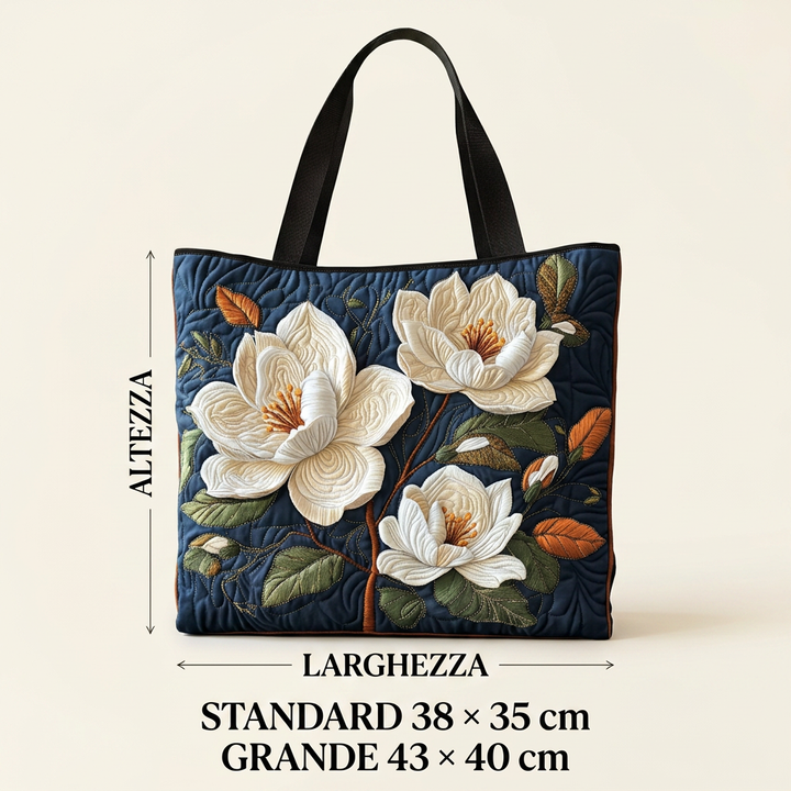 Blumenmuster Stepptasche zarte Magnolie – Zwei Größen