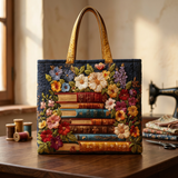 Quilted Tasche mit Blumenmuster und Büchern – Für Buchliebhaber