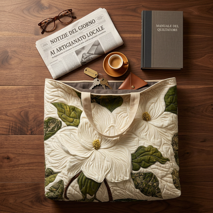 Elegante Handtasche mit weißen Lilien – Geräumig und leicht