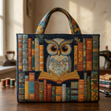 Handgefertigte Tasche mit Eule und alten Büchern – Geschenkidee