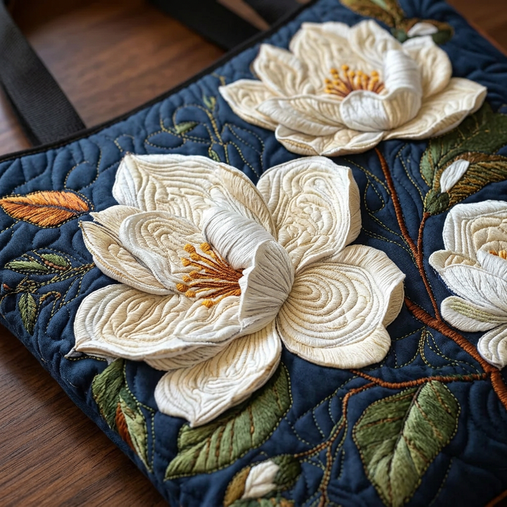 Blumenmuster Stepptasche zarte Magnolie – Zwei Größen