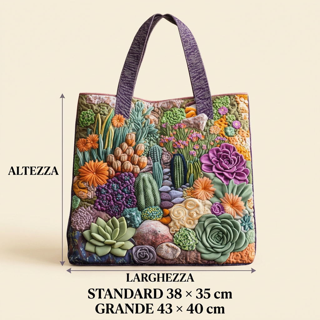 Blumen Quilt Tasche mit Sukkulenten-Motiv – Zwei Größen