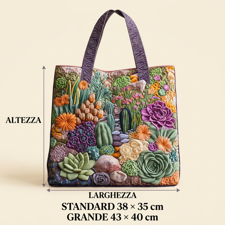 Blumen Quilt Tasche mit Sukkulenten-Motiv – Zwei Größen