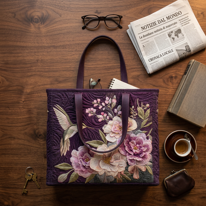 Handgefertigte Tasche Kolibri und Orchideen – Elegant und Praktisch