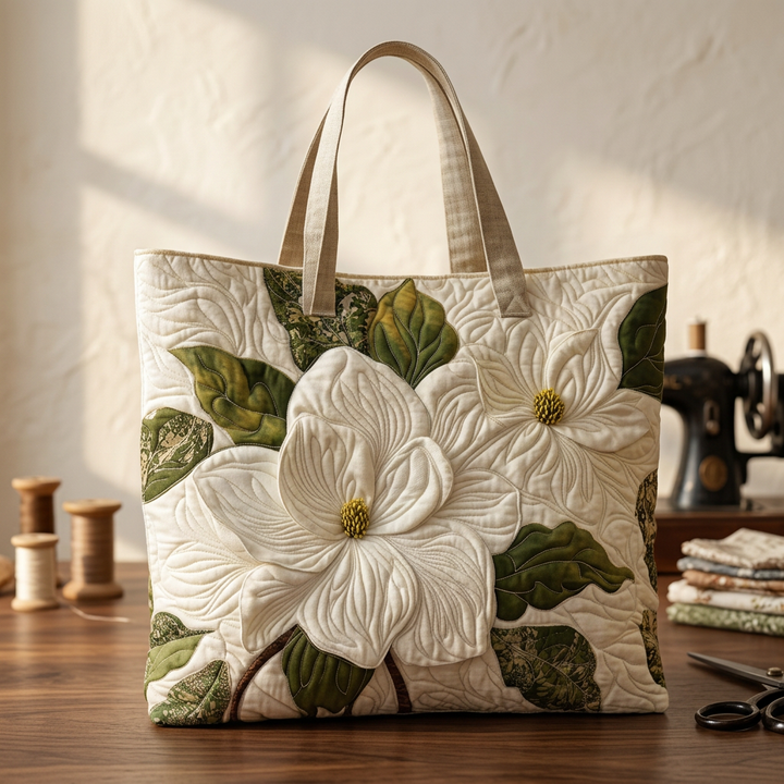 Elegante Handtasche mit weißen Lilien – Geräumig und leicht